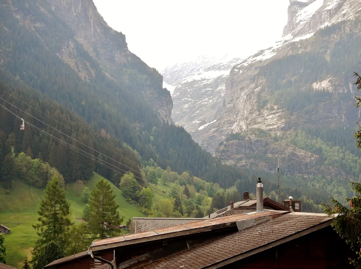 View from Grindelwald towards Pfingstegg and the valley of the Lower Grindelwald Glacier